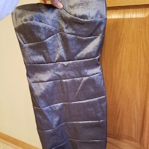 Gray silver strapless dress, Junior size 3, Short Bodycon with Panels